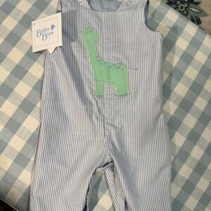 Bailey Boys Blue Striped Dinosaur One Piece